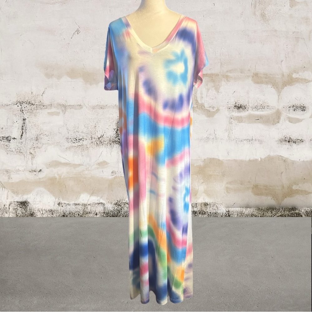 MISSLOOK Vibrant Tie-Dye Swim Cover-Up or Dress Size Large